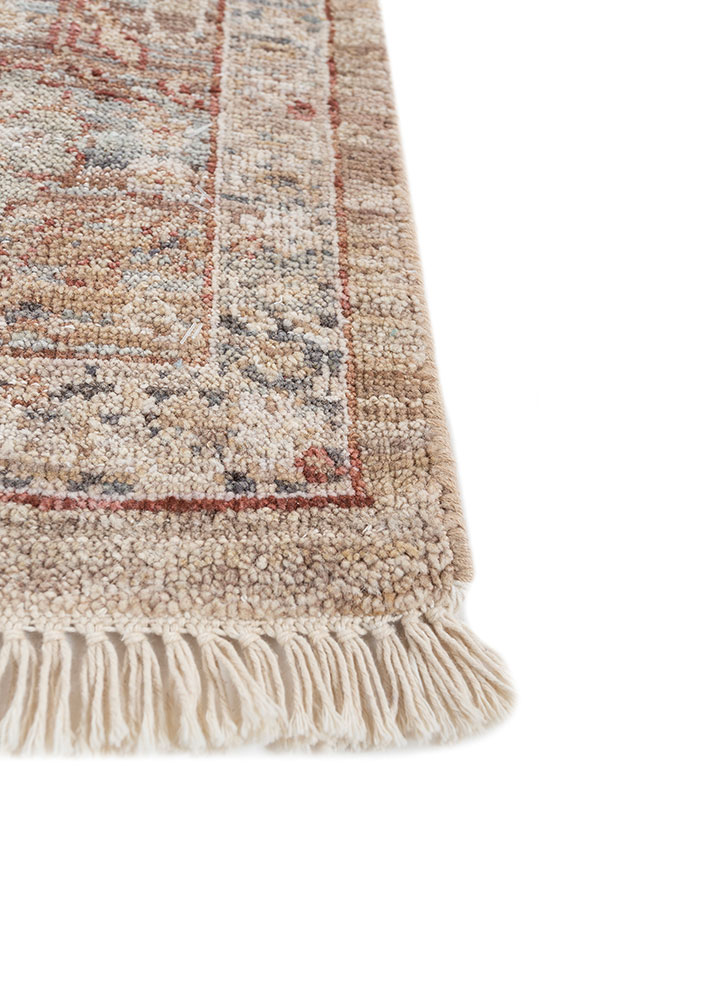 viscaya beige and brown wool hand knotted Rug - Corner