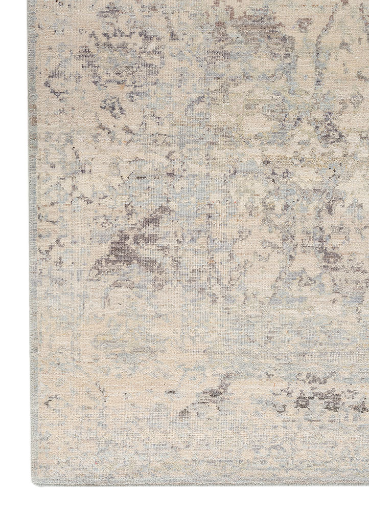 someplace in time beige and brown wool hand knotted Rug - Corner