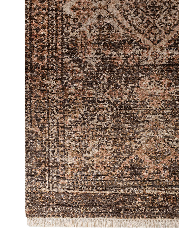 viscaya beige and brown wool hand knotted Rug - Corner