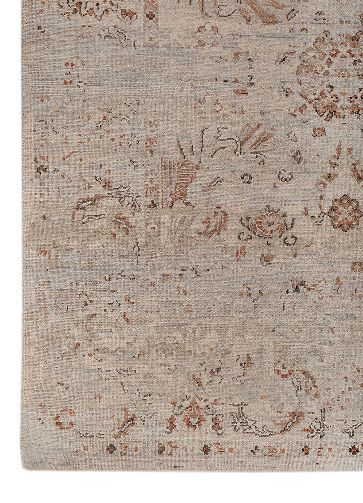viscaya beige and brown wool hand knotted Rug - Corner