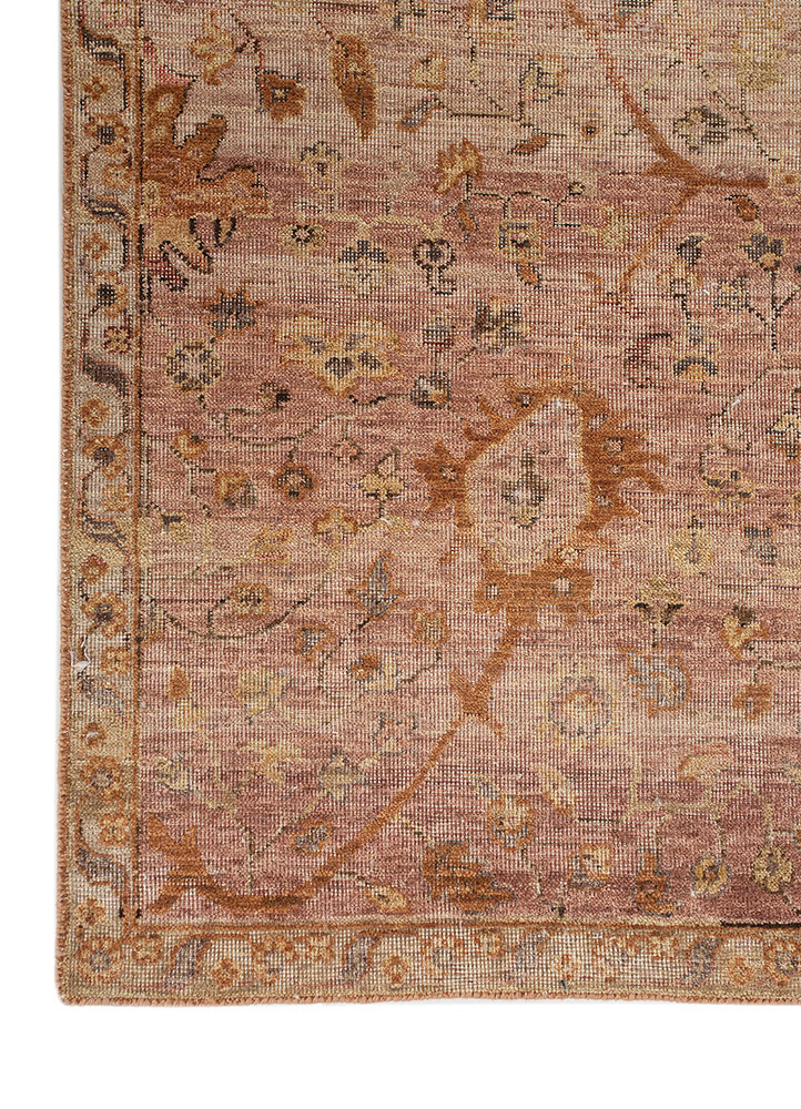 someplace in time red and orange afghan wool hand knotted Rug - Corner
