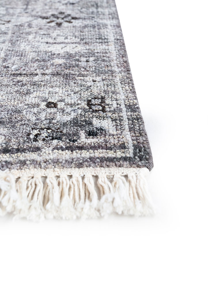 viscaya grey and black afghan wool hand knotted Rug - Corner