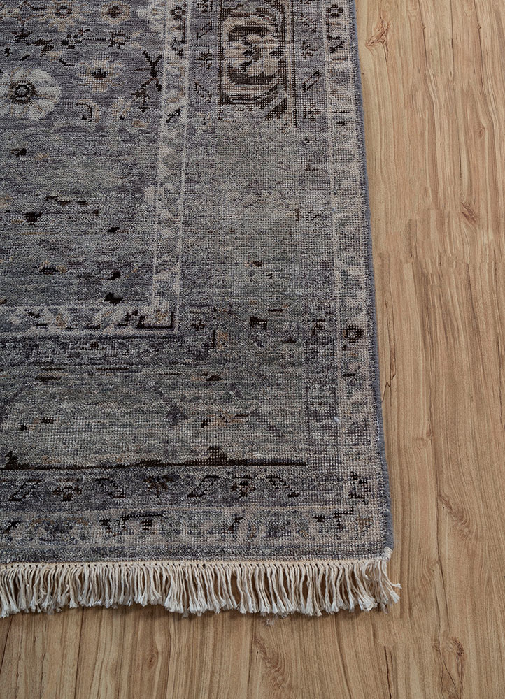 viscaya grey and black afghan wool hand knotted Rug - Corner