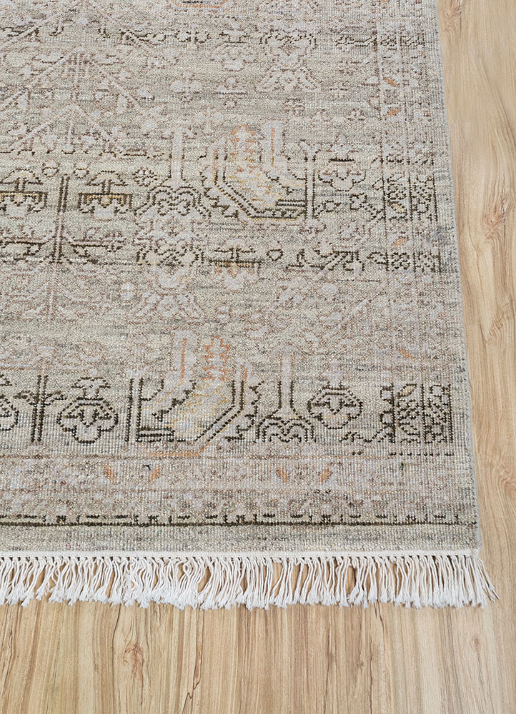 viscaya green afghan wool hand knotted Rug - Corner