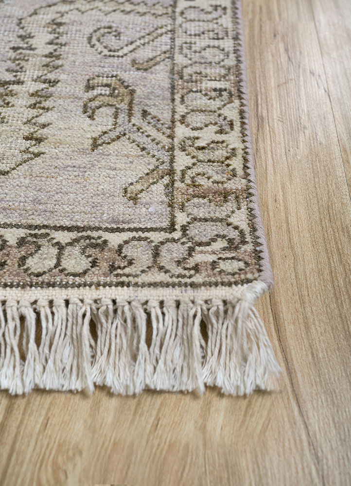 viscaya beige and brown afghan wool hand knotted Rug - Corner