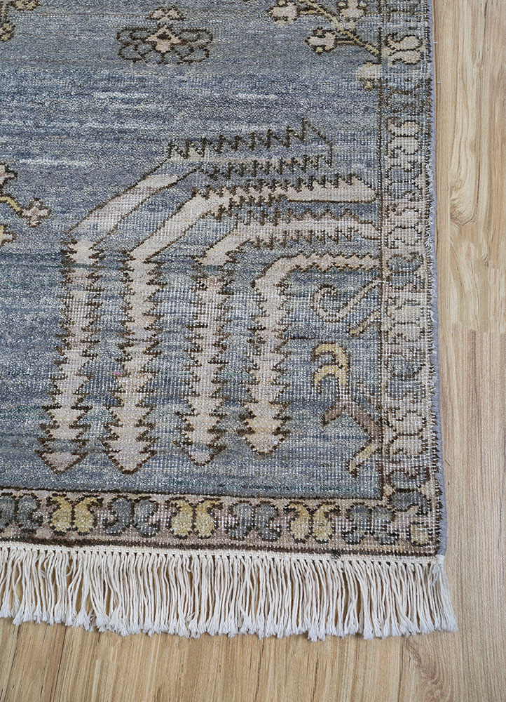 viscaya grey and black afghan wool hand knotted Rug - Corner