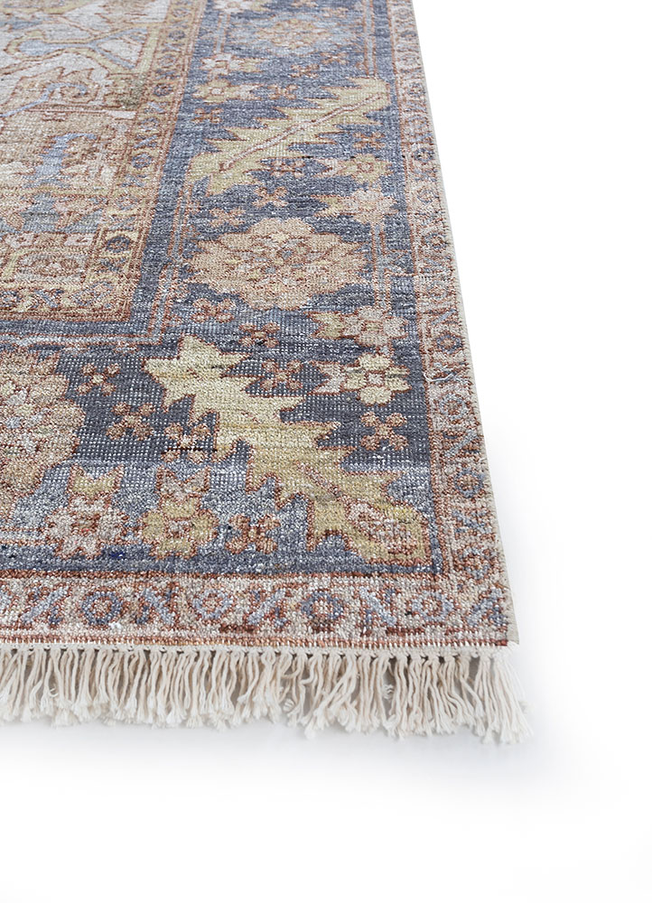 viscaya beige and brown afghan wool hand knotted Rug - Corner