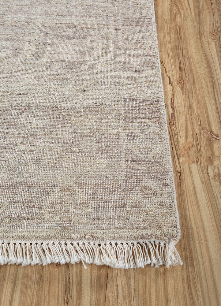 thyme ivory afghan wool hand knotted Rug - Corner