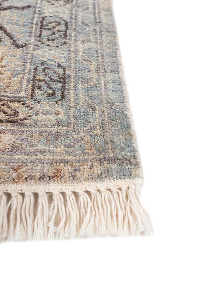 erbe ivory afghan wool hand knotted Rug - Corner