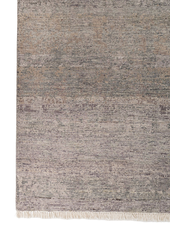 someplace in time grey and black afghan wool hand knotted Rug - Corner