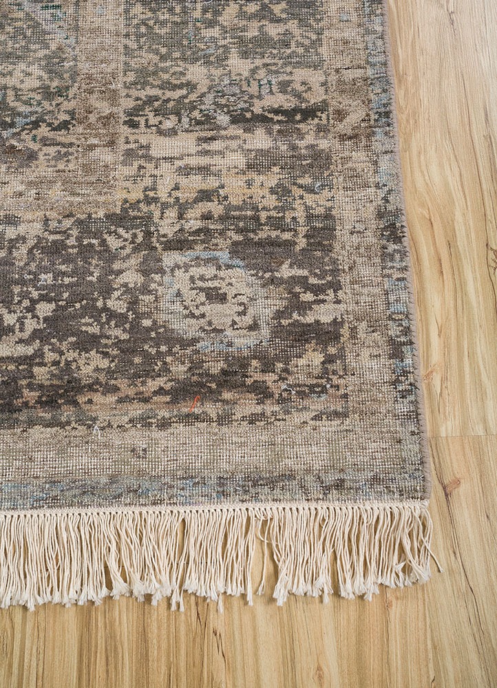 viscaya beige and brown afghan wool hand knotted Rug - Corner
