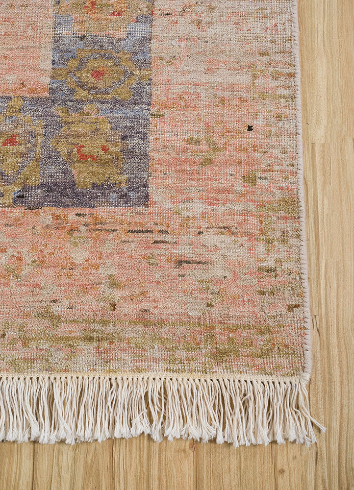 viscaya red and orange afghan wool hand knotted Rug - Corner