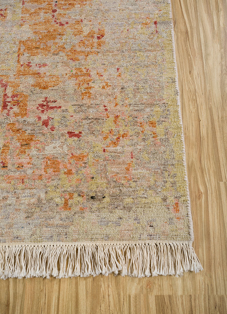 far east ivory afghan wool hand knotted Rug - Corner