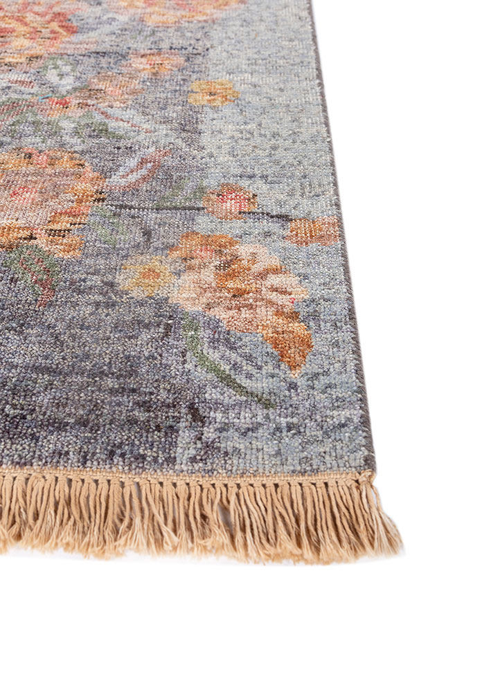 pansy grey and black afghan wool hand knotted Rug - Corner
