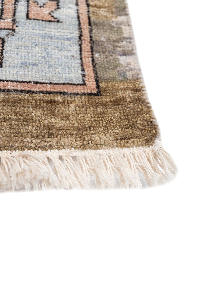viscaya blue afghan wool hand knotted Rug - Corner