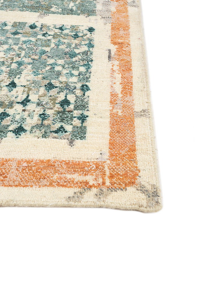 far pavilions ivory wool hand knotted Rug - Corner