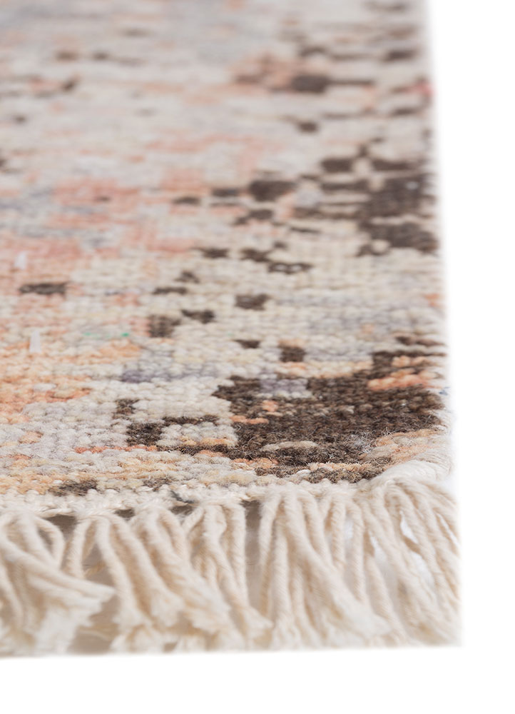 chaos theory by kavi ivory afghan wool hand knotted Rug - Corner