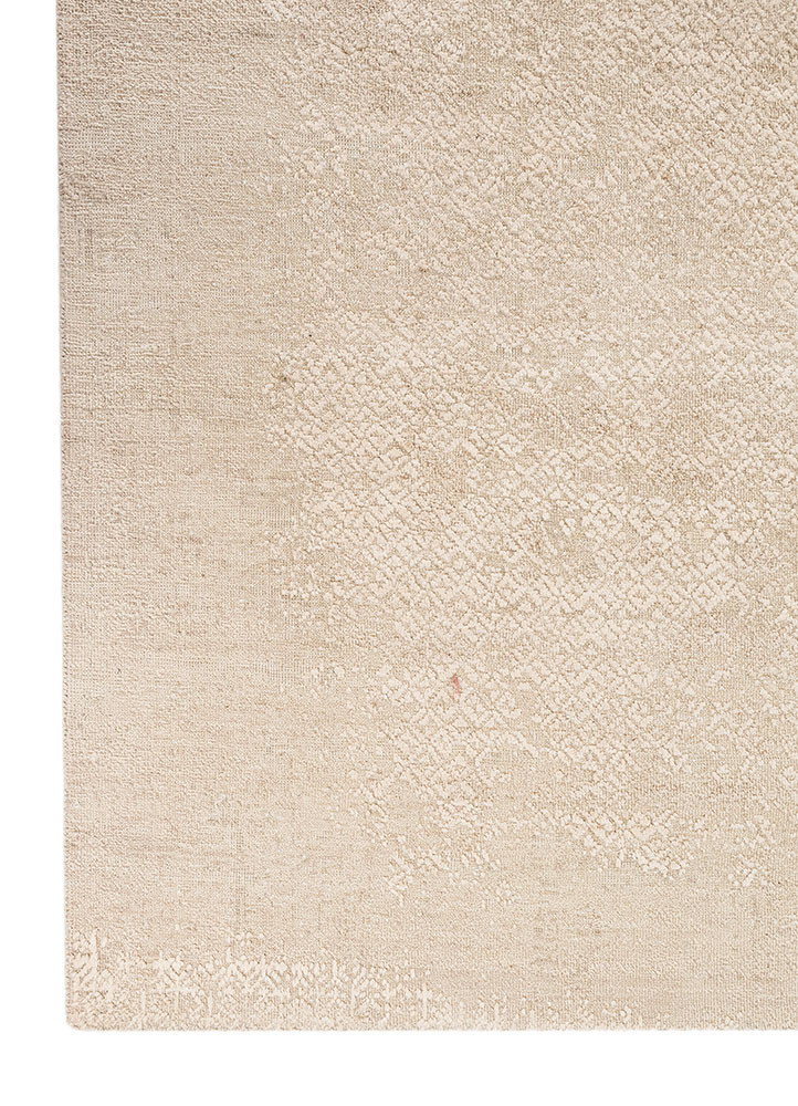 manifest ivory wool and silk hand knotted Rug - Corner