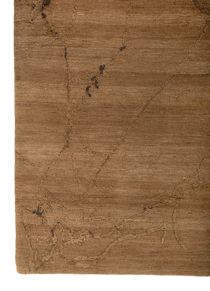 urban pause by kavi gold wool and silk hand knotted Rug - Corner