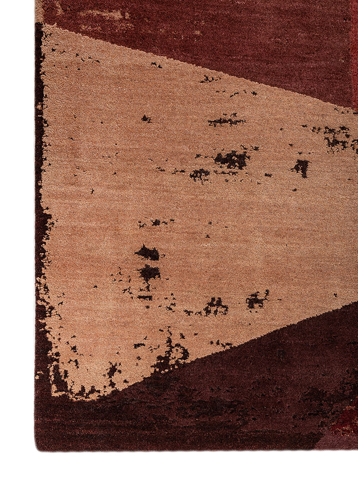unfold by kavi red and orange wool and silk hand knotted Rug - Corner