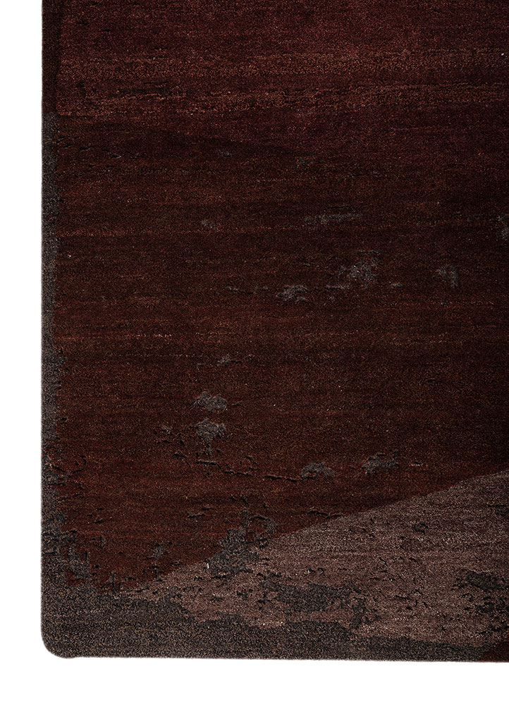 unfold by kavi beige and brown wool and silk hand knotted Rug - Corner