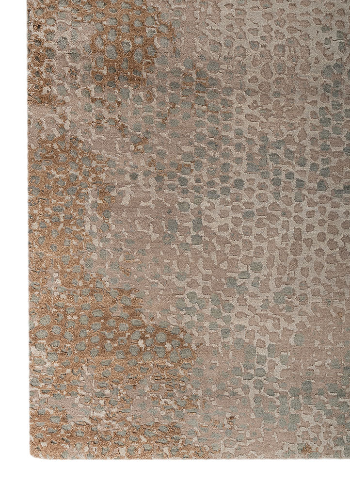 chaos theory by kavi blue wool and silk hand knotted Rug - Corner