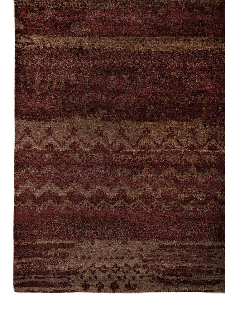 project error by kavi beige and brown wool and silk hand knotted Rug - Corner