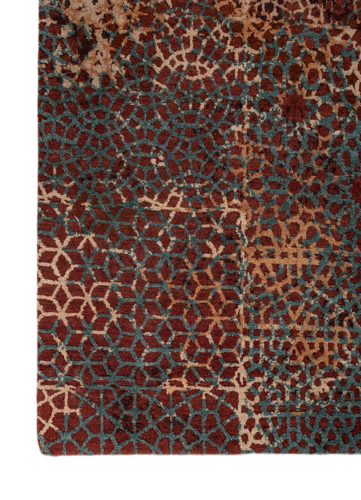 tattvam blue wool and silk hand knotted Rug - Corner