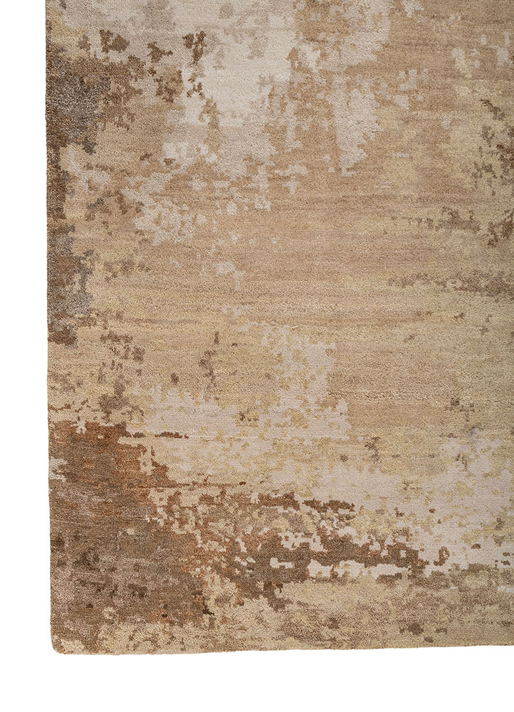 chaos theory by kavi ivory wool and silk hand knotted Rug - Corner