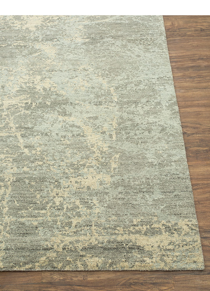 chaos theory by kavi beige and brown wool hand knotted Rug - Corner
