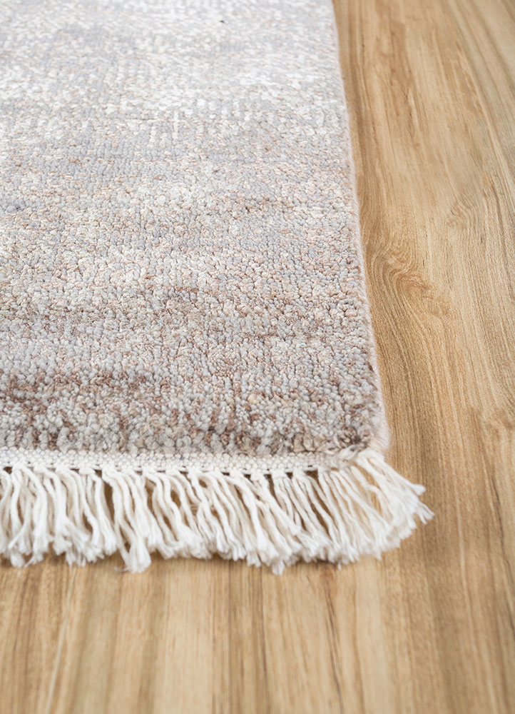 entropy pink and purple wool and silk hand knotted Rug - Corner