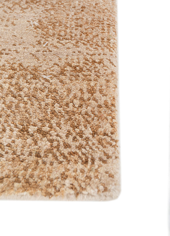 entropy beige and brown wool and silk hand knotted Rug - Corner