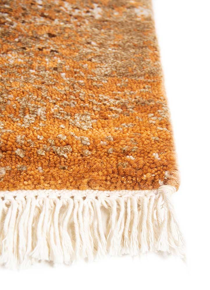 entropy blue wool and silk hand knotted Rug - Corner