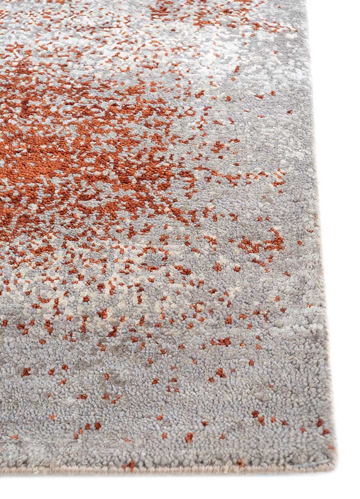entropy beige and brown wool and silk hand knotted Rug - Corner
