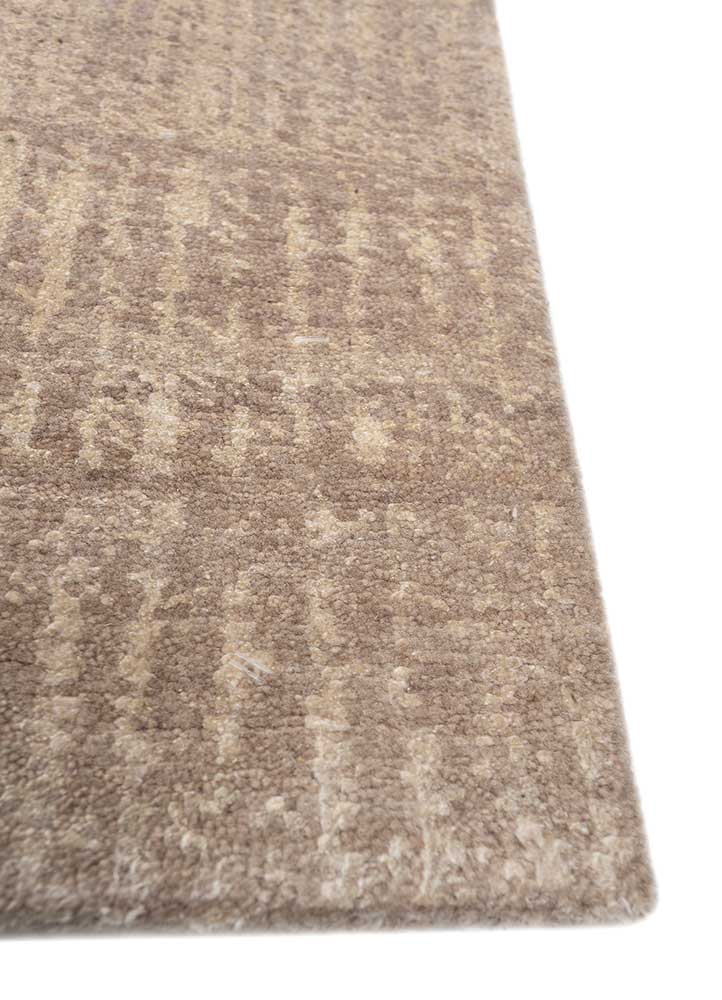 azalea beige and brown wool and silk hand knotted Rug - Corner