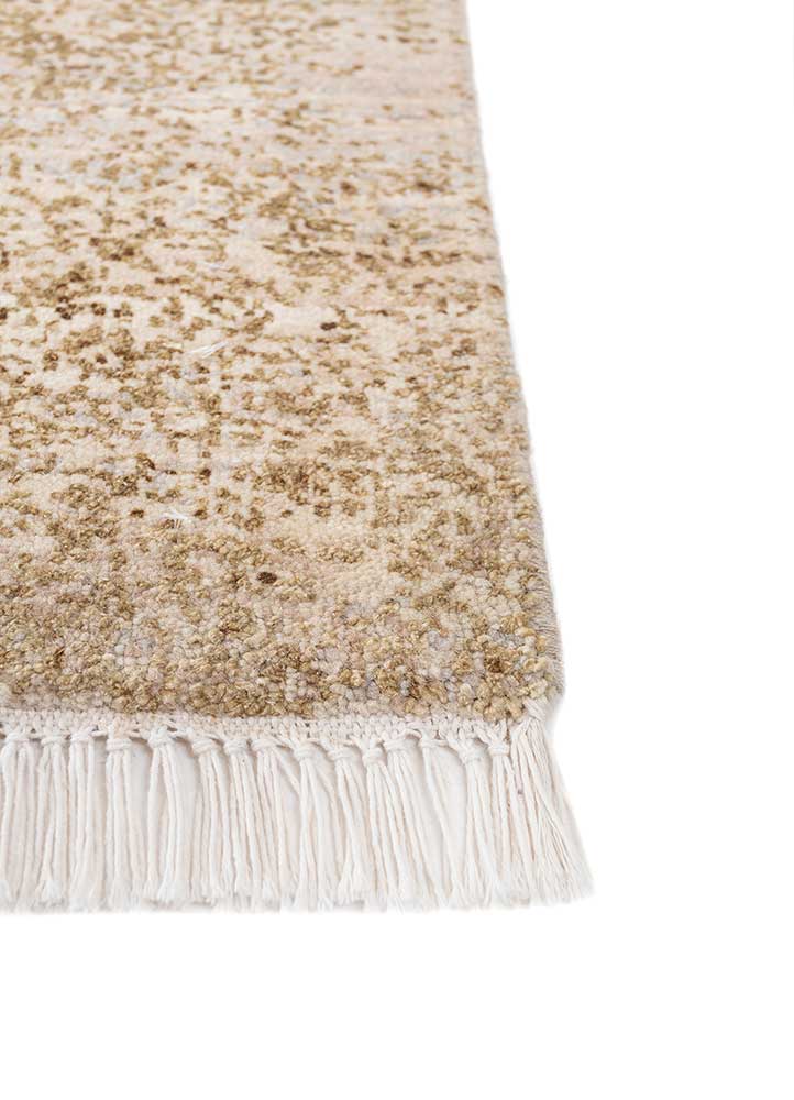 entropy gold wool and silk hand knotted Rug - Corner