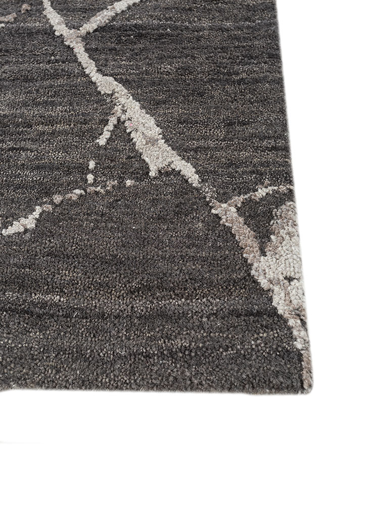urban pause by kavi blue wool and silk hand knotted Rug - Corner