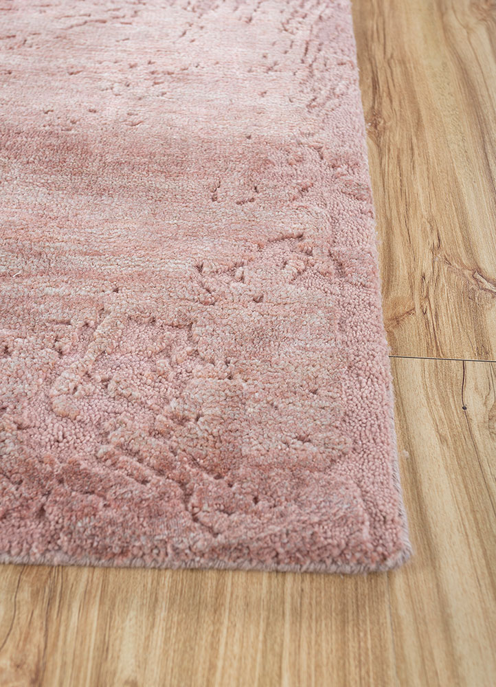 free verse by kavi pink and purple wool and silk hand knotted Rug - Corner