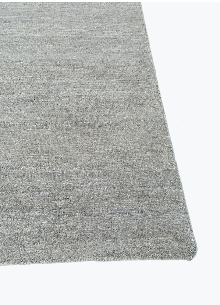 urban pause by kavi grey and black wool and silk hand knotted Rug - Corner