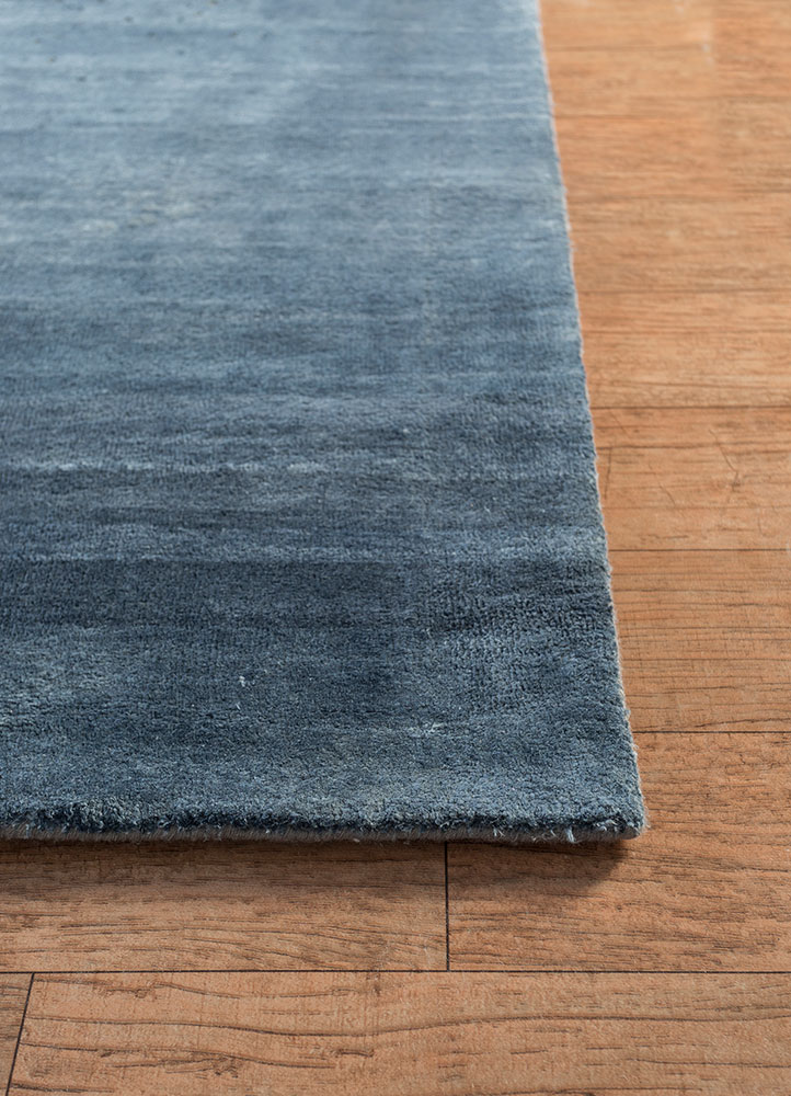 urban pause by kavi grey and black wool and silk hand knotted Rug - Corner