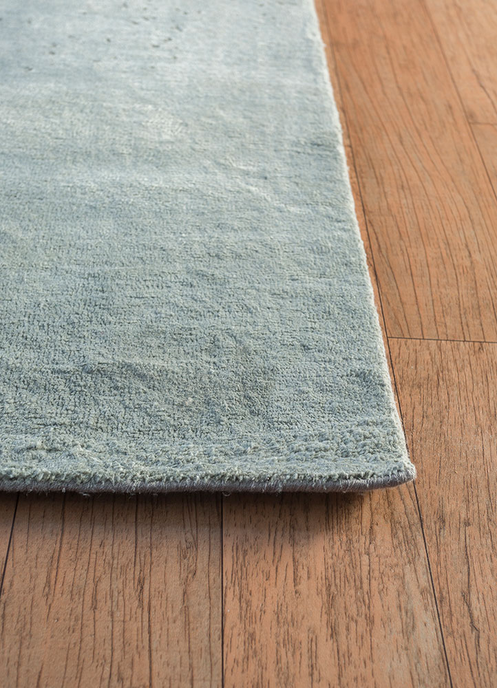 urban pause by kavi grey and black wool and silk hand knotted Rug - Corner