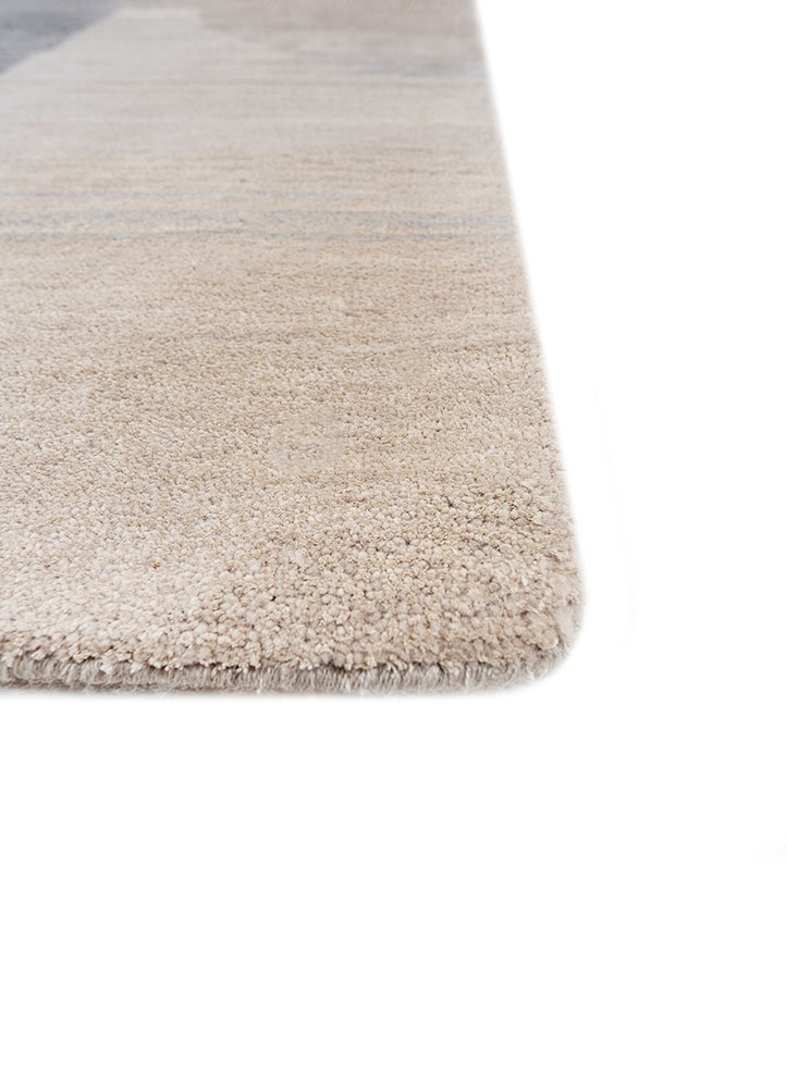 aakar by kavi grey and black wool and silk hand knotted Rug - Corner