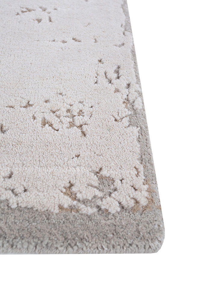 free verse by kavi ivory wool and silk hand knotted Rug - Corner