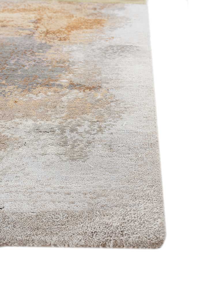 aakar by kavi grey and black wool and silk hand knotted Rug - Corner