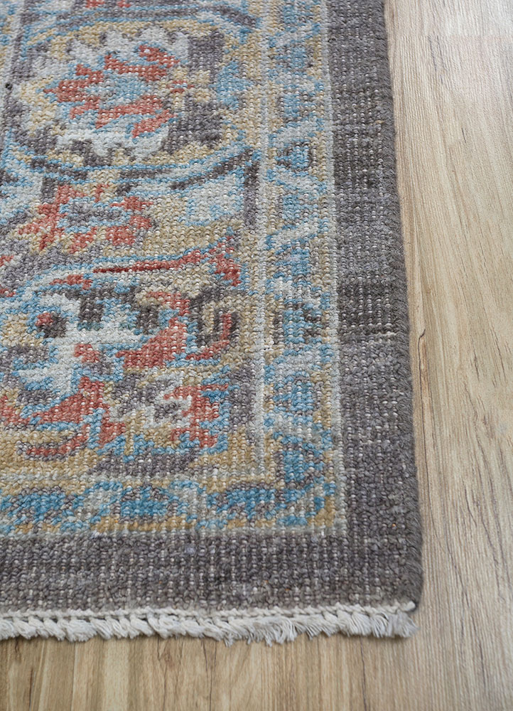 erbe grey and black wool hand knotted Rug - Corner