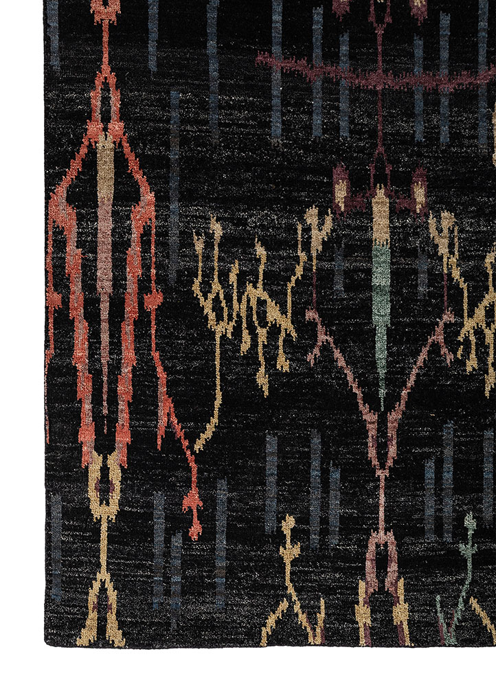 aprezo grey and black wool hand knotted Rug - Corner