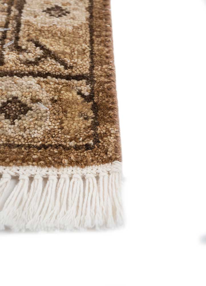 erbe beige and brown afghan wool hand knotted Rug - Corner