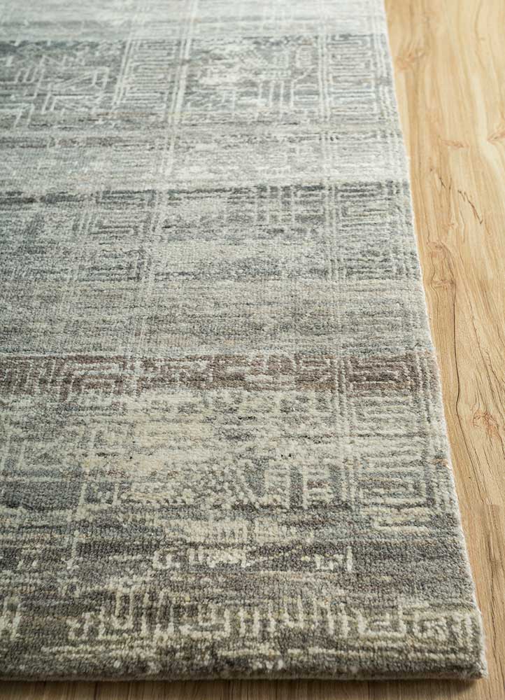 viscaya grey and black afghan wool hand knotted Rug - Corner