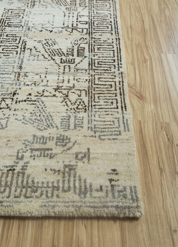 erbe grey and black afghan wool hand knotted Rug - Corner