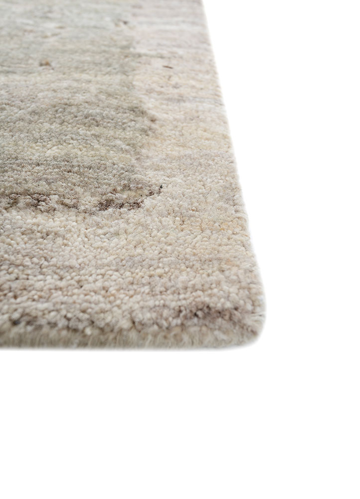entropy green afghan wool hand knotted Rug - Corner